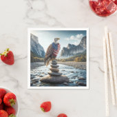 アメリカ国旗を掲げたハゲのワシ スタンダードカクテルナプキン (インサイチュ)