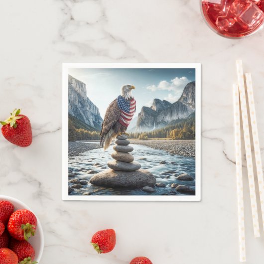アメリカ国旗を掲げたハゲのワシ スタンダードカクテルナプキン (インサイチュ)