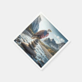 アメリカ国旗を掲げたハゲのワシ スタンダードカクテルナプキン (角)