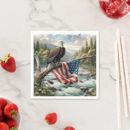 アメリカ国旗を掲げたハゲのワシ スタンダードカクテルナプキン (インサイチュ)