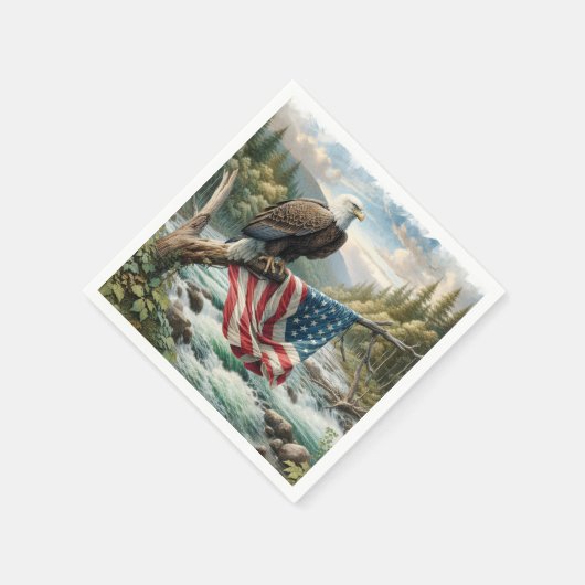 アメリカ国旗を掲げたハゲのワシ スタンダードカクテルナプキン (角)