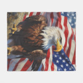 アメリカ国旗を掲げたハゲのワシ フリースブランケット (正面(横))