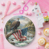 アメリカ国旗を掲げたハゲのワシ ペーパープレート (パーティー)