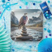 アメリカ国旗を掲げたハゲのワシ ペーパープレート (パーティー)