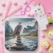 アメリカ国旗を掲げたハゲのワシ ペーパープレート (パーティー)