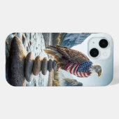 アメリカ国旗を掲げたハゲのワシ Case-Mate iPhoneケース (裏面 (横))