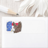 アメリカ国旗を掲げたハゲ・イーグル ラベル (インサイチュ)