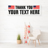 アメリカ国旗を掲げたバナーに愛国的な感謝 横断幕 (インサイチュ)