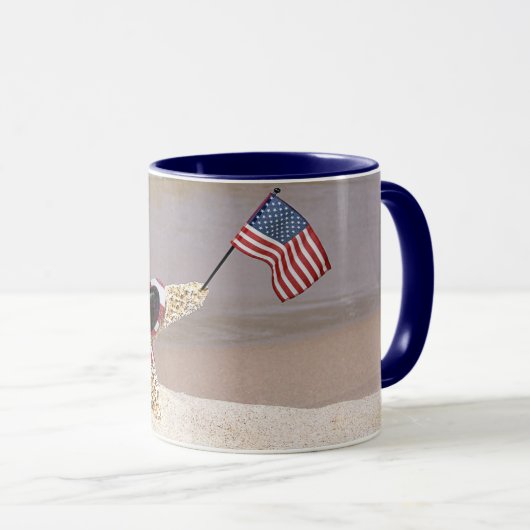 アメリカ国旗を掲げたヒトデ マグカップ (正面右)