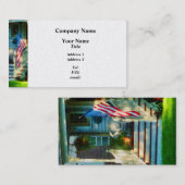 アメリカ国旗を掲げたポーチ 名刺 (正面/裏面)