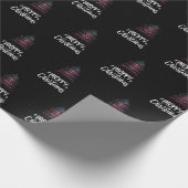 アメリカ国旗を掲げたメリークリスマス ラッピングペーパー (角)