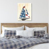 アメリカ国旗を掲げた帆船 キャンバスプリント (インサイチュ (寝室))