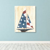 アメリカ国旗を掲げた帆船 キャンバスプリント (インサイチュ (ウッドフロア))