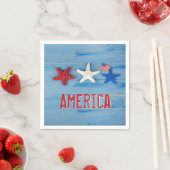 アメリカ国旗を掲げた愛国的なヒトデ スタンダードカクテルナプキン (インサイチュ)