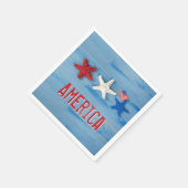 アメリカ国旗を掲げた愛国的なヒトデ スタンダードカクテルナプキン (角)