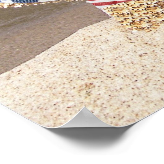 アメリカ国旗を掲げた愛国的なヒトデ ポスター (角)