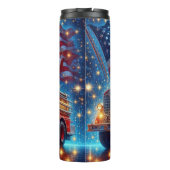 アメリカ国旗を掲げた愛国的な消防車 タンブラー (裏面)