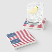 アメリカ国旗を掲げた愛国的な特別な石コースター ストーンコースター (横)