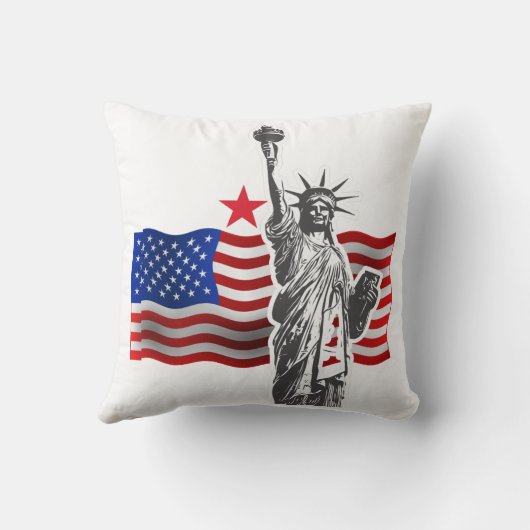アメリカ国旗を掲げた自由の女神 クッション (裏面)