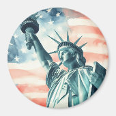 アメリカ国旗を掲げた自由の女神 マグネット (正面)