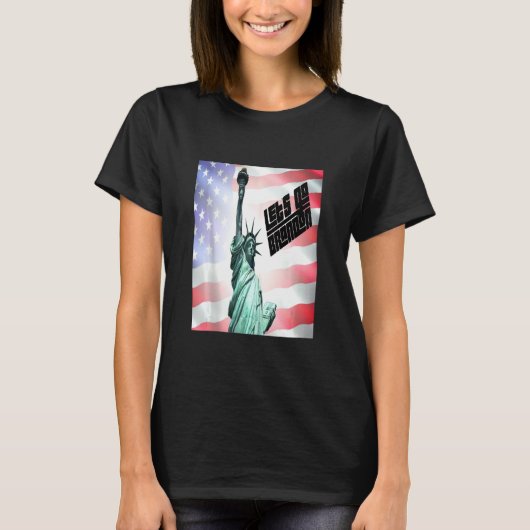 アメリカ国旗を掲げた自由の女神 Tシャツ (正面)