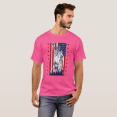 アメリカ国旗を掲げた自由の女神 Tシャツ (正面フル)