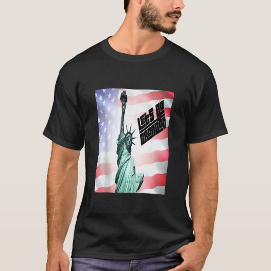 アメリカ国旗を掲げた自由の女神 Tシャツ (正面)