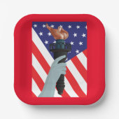 アメリカ国旗を掲げた自由の聖火の像 ペーパープレート (正面)