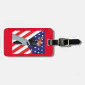 アメリカ国旗を掲げた自由の聖火の像 ラゲッジタグ (正面横)