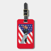 アメリカ国旗を掲げた自由の聖火の像 ラゲッジタグ (正面縦)