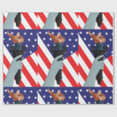 アメリカ国旗を掲げた自由の聖火の像 ラッピングペーパー (フラット)