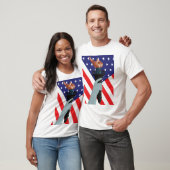 アメリカ国旗を掲げた自由の聖火の像 Tシャツ (ユニセックス)