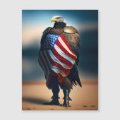 アメリカ国旗を掲げた鎧を着ているハゲのワシ (正面)