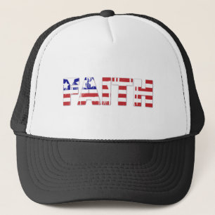 アメリカ国旗を掲げた「信仰」という言葉 キャップ