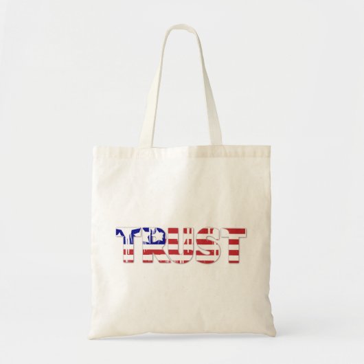 アメリカ国旗を掲げた「信頼」という言葉 トートバッグ (正面)