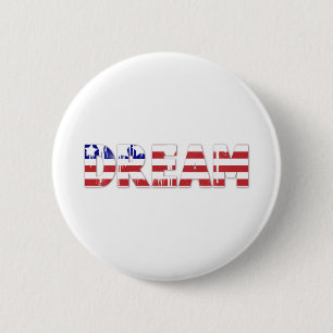 アメリカ国旗を掲げた「夢」という言葉 缶バッジ