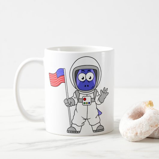 アメリカ国旗を掲げている宇宙飛行士。 コーヒーマグカップ (ドーナツ)