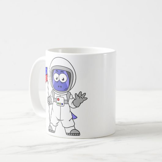 アメリカ国旗を掲げている宇宙飛行士。 コーヒーマグカップ (正面左)