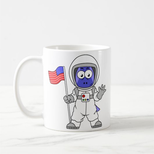 アメリカ国旗を掲げている宇宙飛行士。 コーヒーマグカップ (左)