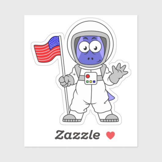 アメリカ国旗を掲げている宇宙飛行士。 シール (シート)