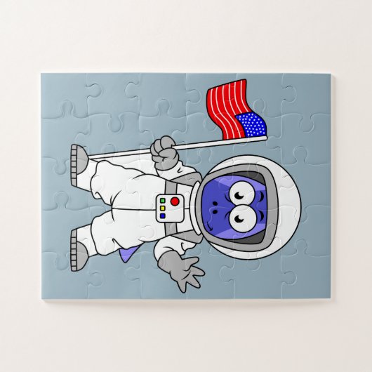 アメリカ国旗を掲げている宇宙飛行士。 ジグソーパズル (横)