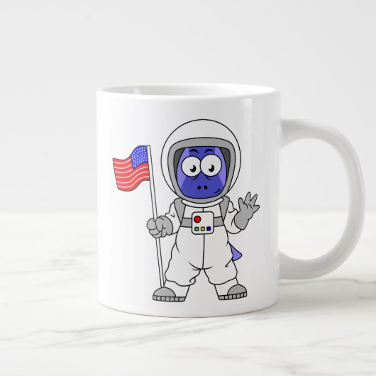 アメリカ国旗を掲げている宇宙飛行士。 ジャンボコーヒーマグカップ (右)
