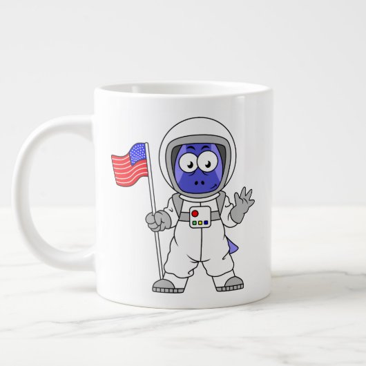 アメリカ国旗を掲げている宇宙飛行士。 ジャンボコーヒーマグカップ (左)