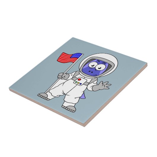 アメリカ国旗を掲げている宇宙飛行士。 タイル (側面)