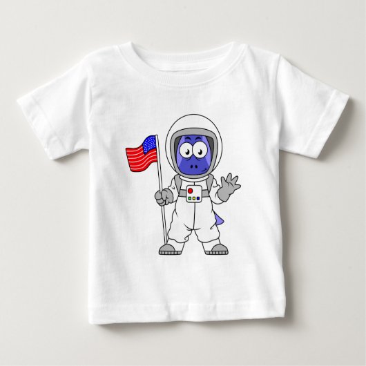 アメリカ国旗を掲げている宇宙飛行士。 ベビーTシャツ (正面)