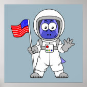 アメリカ国旗を掲げている宇宙飛行士。 ポスター (正面)