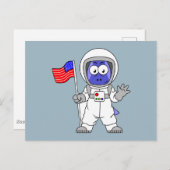 アメリカ国旗を掲げている宇宙飛行士。 ポストカード (正面/裏面)