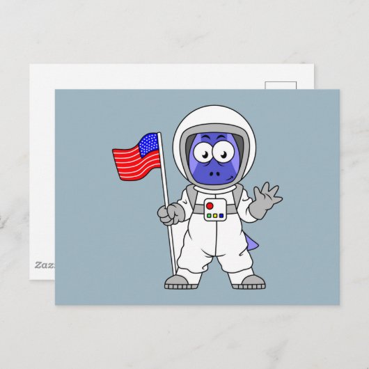 アメリカ国旗を掲げている宇宙飛行士。 ポストカード (正面/裏面)