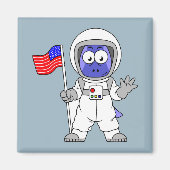 アメリカ国旗を掲げている宇宙飛行士。 マグネット (正面)