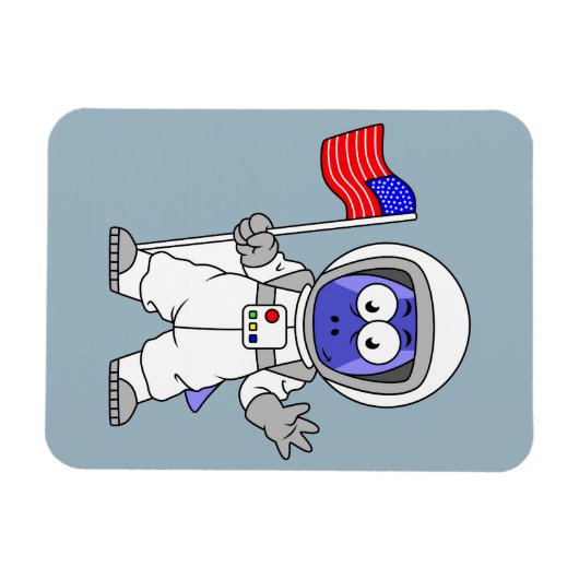 アメリカ国旗を掲げている宇宙飛行士。 マグネット (横)